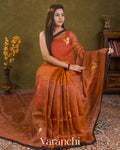 Light Brown Jamdani Pure Silk Linen Tissue Handloom Saree