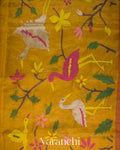 Mustard Yellow Jamdani Pure Silk Linen Handloom Saree