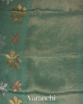 Teal Jamdani Pure Silk Linen Handloom Saree