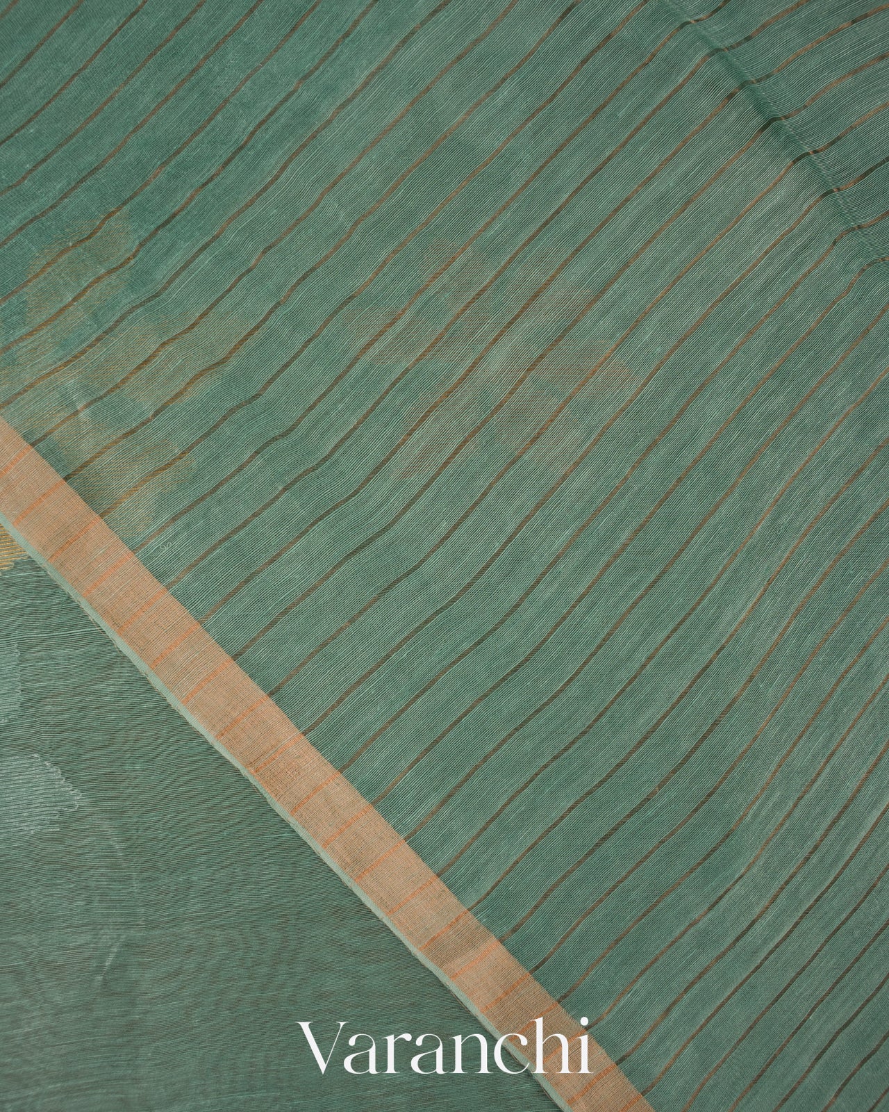 Teal Jamdani Pure Silk Linen Handloom Saree