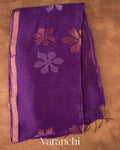 Purple Jamdani Pure Silk Linen Handloom Saree