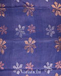Royal Blue Jamdani Pure Silk Linen Handloom Saree