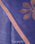 Royal Blue Jamdani Pure Silk Linen Handloom Saree