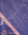 Royal Blue Jamdani Pure Silk Linen Handloom Saree
