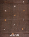 Jet Black Jamdani Pure Silk Linen Handloom Saree