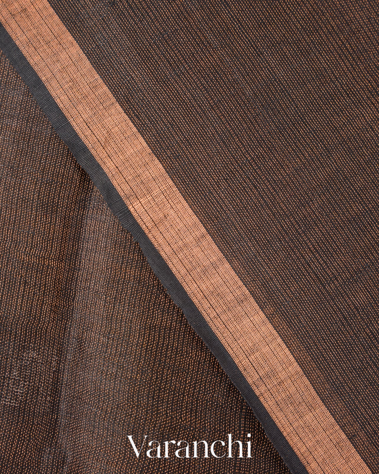 Jet Black Jamdani Pure Silk Linen Handloom Saree