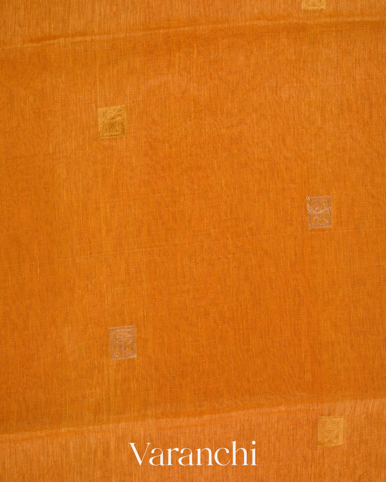 Marigold Orange Jamdani Pure Silk Linen Handloom Saree