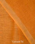 Marigold Orange Jamdani Pure Silk Linen Handloom Saree