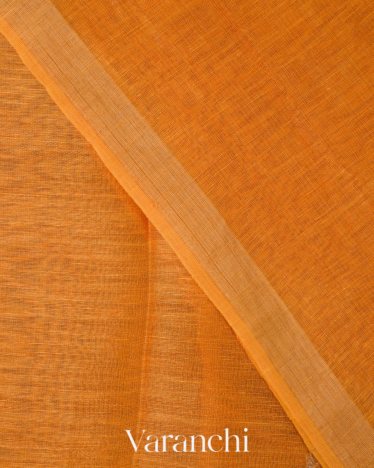 Marigold Orange Jamdani Pure Silk Linen Handloom Saree