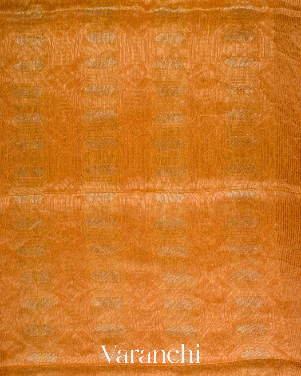 Marigold Orange Jamdani Pure Silk Linen Handloom Saree