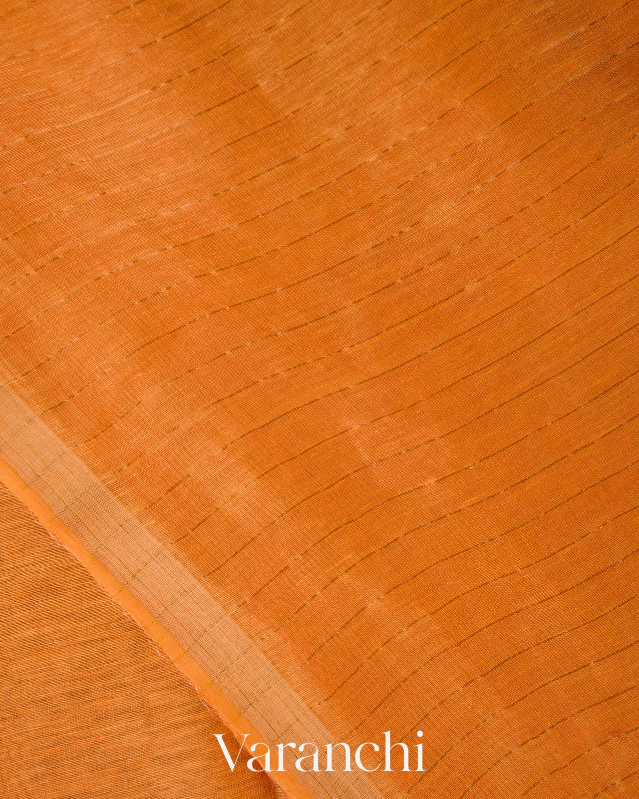 Marigold Orange Jamdani Pure Silk Linen Handloom Saree