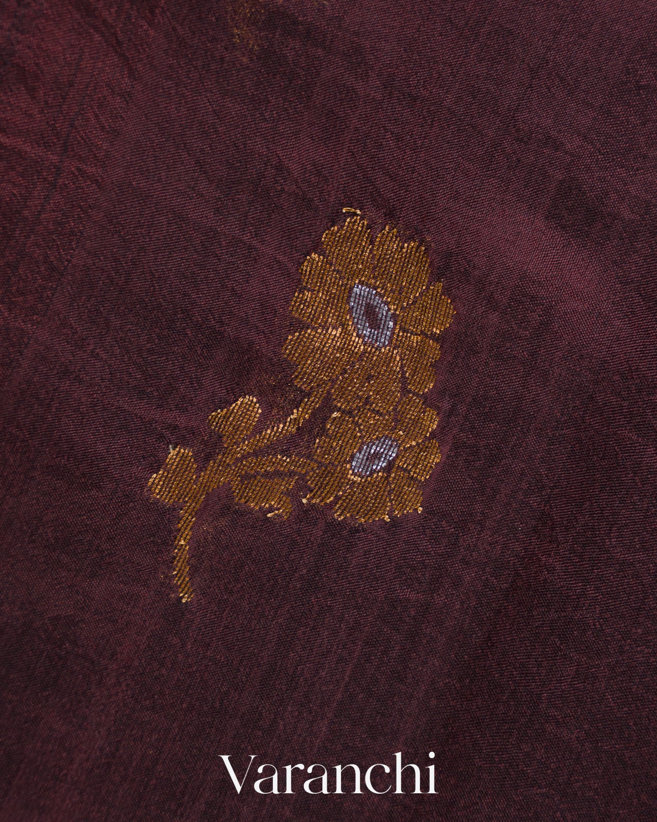 Wine Brown Pure Mulberry Silk Handloom Saree