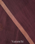 Wine Brown Pure Mulberry Silk Handloom Saree