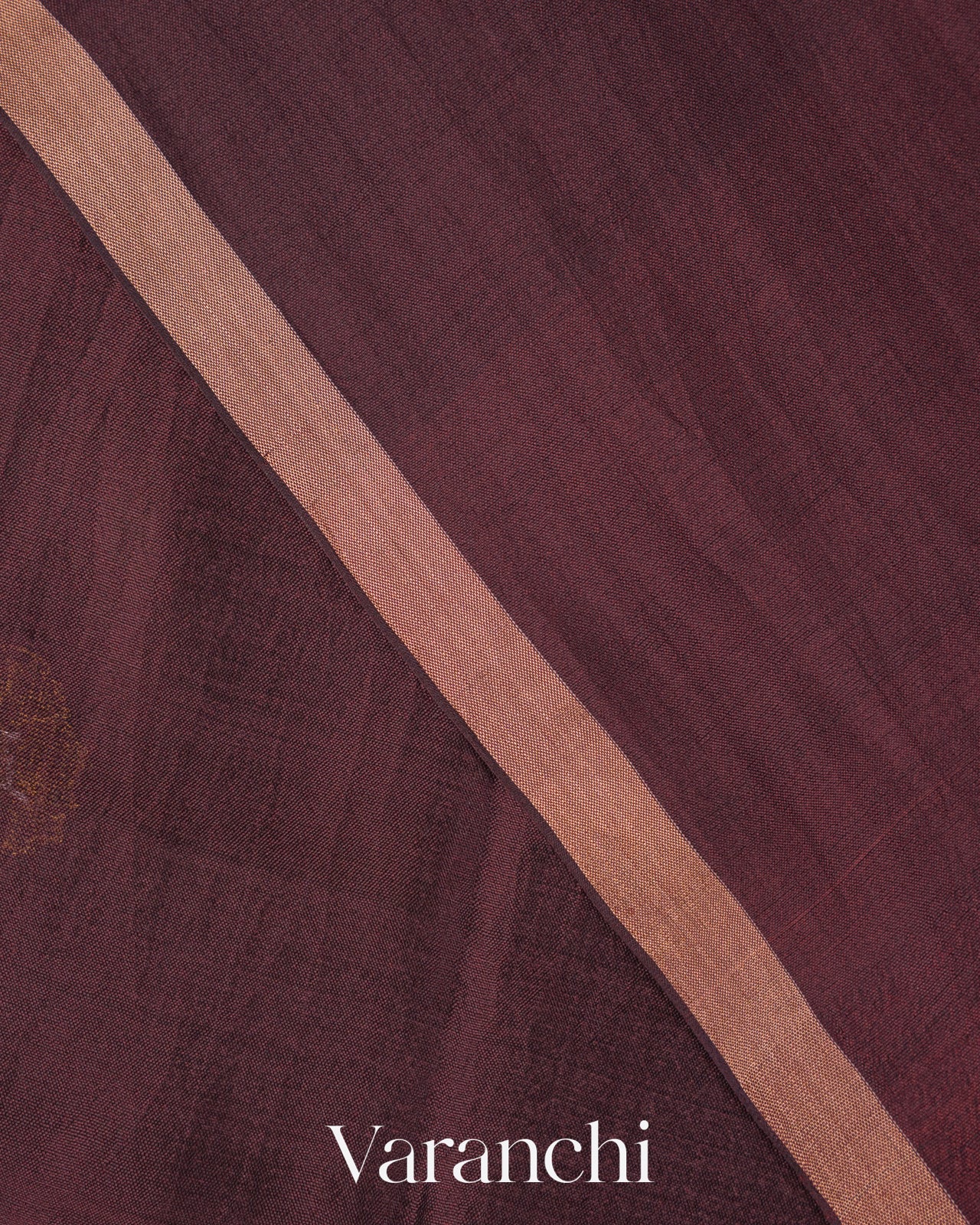 Wine Brown Pure Mulberry Silk Handloom Saree