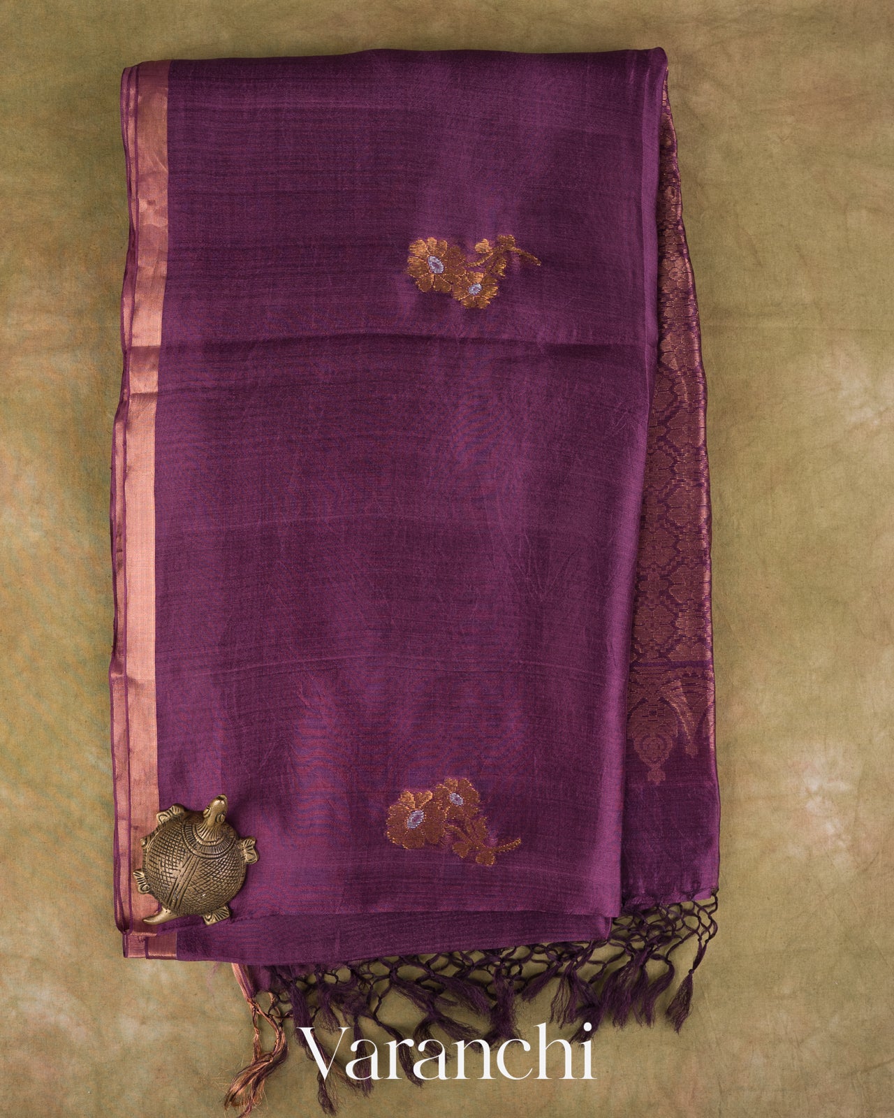 Deep Purple Pure Mulberry Silk Handloom Saree