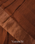 Chocolate Brown Pure Mulberry Silk Handloom Saree