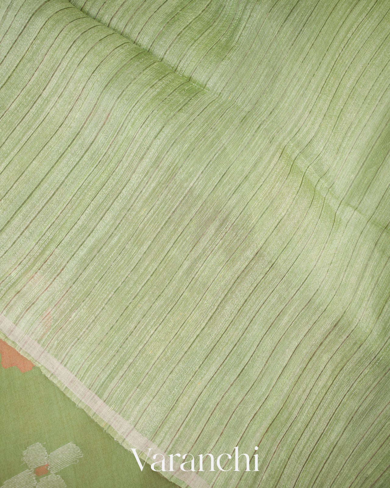 Sage Green Floral Jamdani Pure Muslin Silk Handloom Saree
