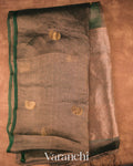 Deep Green Pure Muslin Silk Handloom Saree