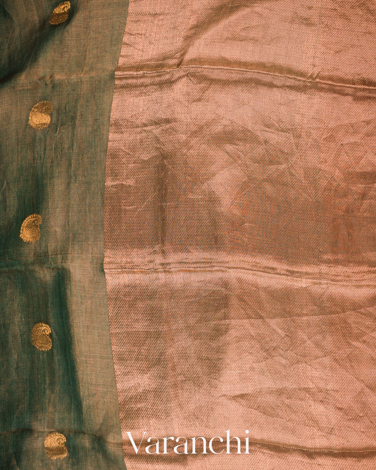 Deep Green Pure Muslin Silk Handloom Saree