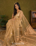 Beige Jmadani Pure Muslin Silk Handloom Saree