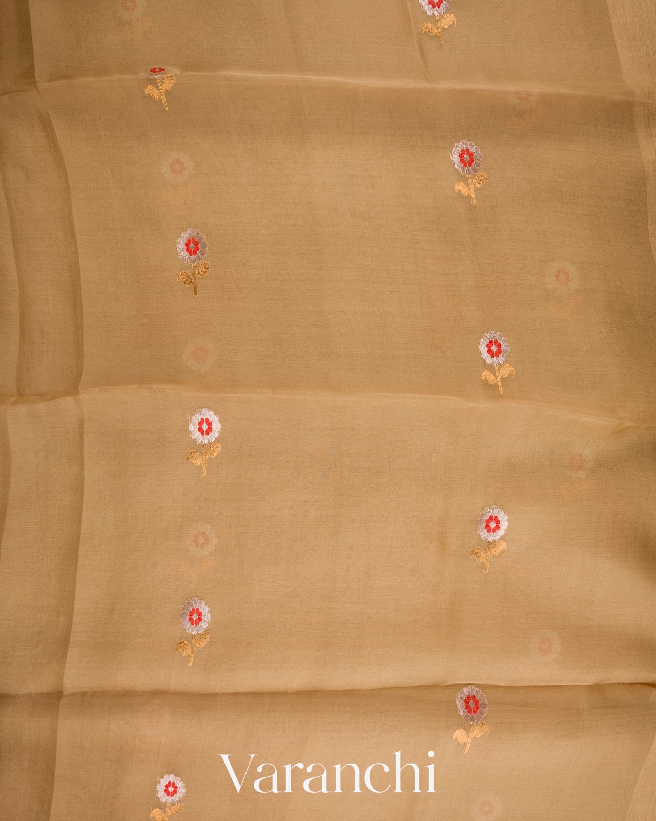 Beige Jmadani Pure Muslin Silk Handloom Saree