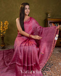 Deep Onion Pink Jamdani Pure Silk Linen Handloom Saree