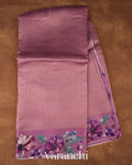 Lilac Floral Printed Pure Katan Silk Saree