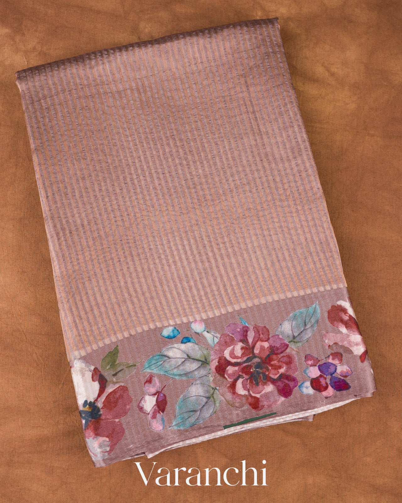 Dusty Mauve Striped Pure Katan Silk Handloom Saree