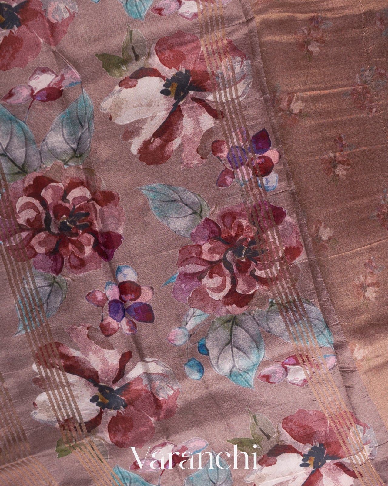 Dusty Mauve Striped Pure Katan Silk Handloom Saree