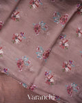 Dusty Mauve Striped Pure Katan Silk Handloom Saree
