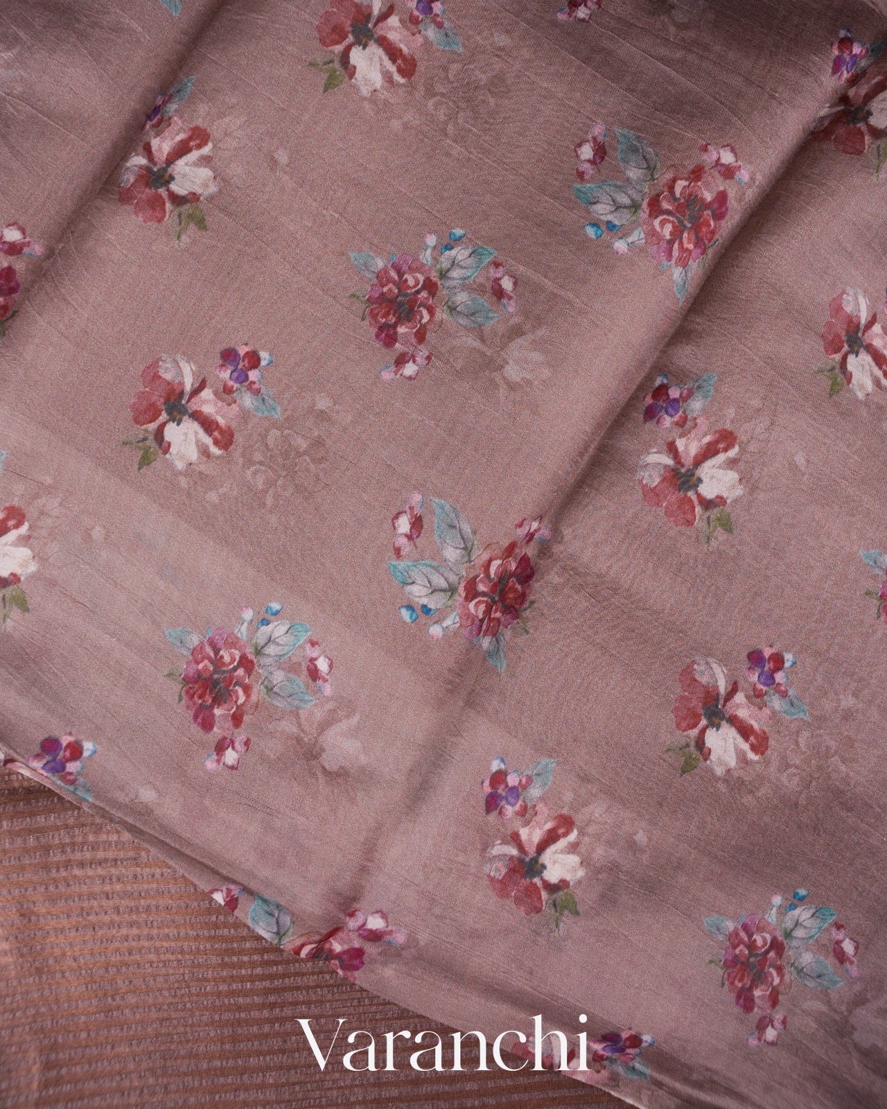 Dusty Mauve Striped Pure Katan Silk Handloom Saree