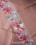 Dusty Mauve Striped Pure Katan Silk Handloom Saree