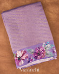 Lavender Floral Printed Pure Katan Silk Saree