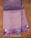 Lavender Floral Printed Pure Katan Silk Saree