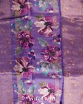 Lavender Floral Printed Pure Katan Silk Saree