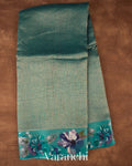 Sea Blue Striped Pure Katan Silk Handloom Saree