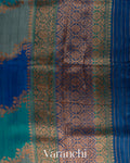 Blue Tricolour Rangkaat Pure Raw Silk Handloom Saree