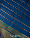 Blue Tricolour Rangkaat Pure Raw Silk Handloom Saree