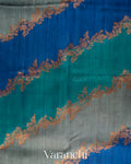 Blue Tricolour Rangkaat Pure Raw Silk Handloom Saree