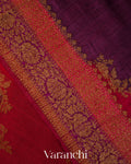 Deep Red Tricolour Rangkaat Pure Raw Silk Handloom Saree