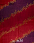 Deep Red Tricolour Rangkaat Pure Raw Silk Handloom Saree
