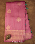 Rose Pink Pure Raw Silk Handloom Saree