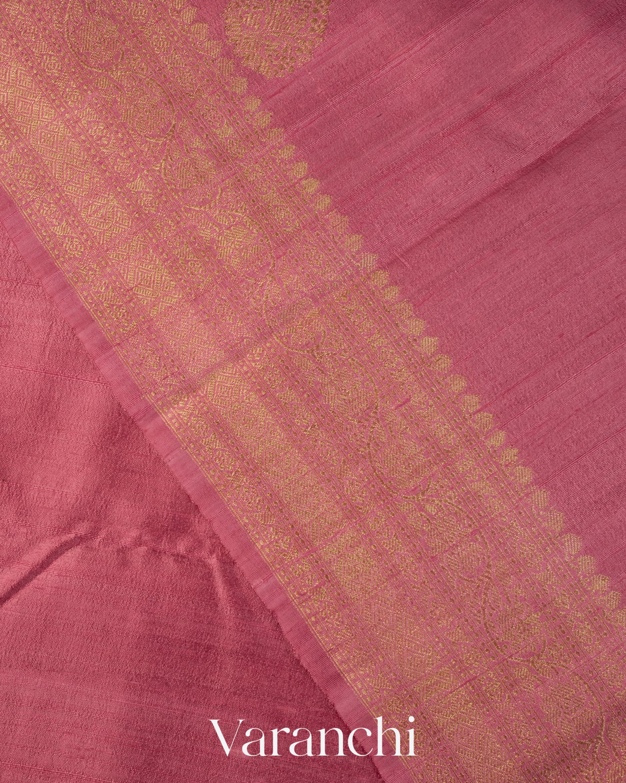 Rose Pink Pure Raw Silk Handloom Saree