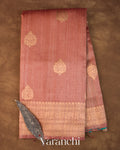 Dusty Rose Pure Raw Silk Handloom Saree