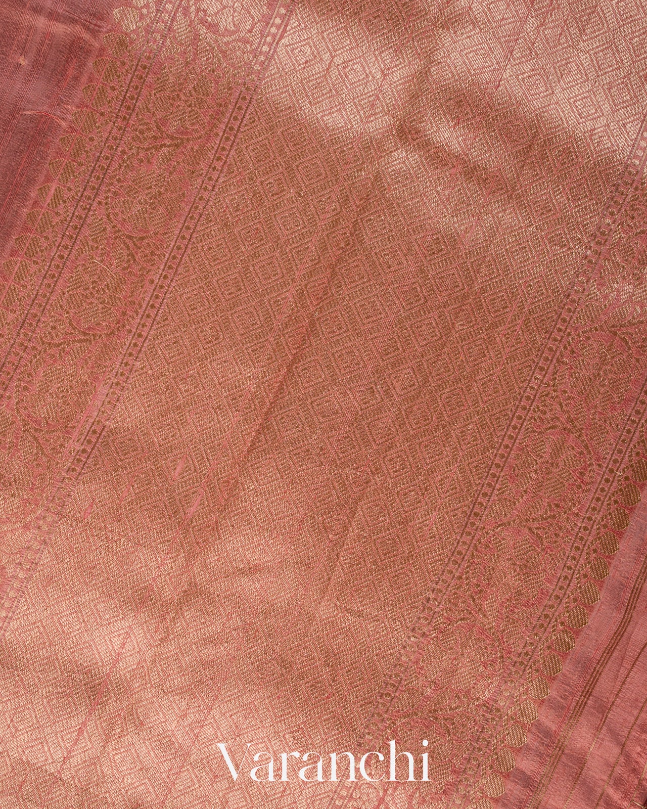 Dusty Rose Pure Raw Silk Handloom Saree