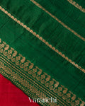 Crimson Red Pure Raw Silk Handloom Saree