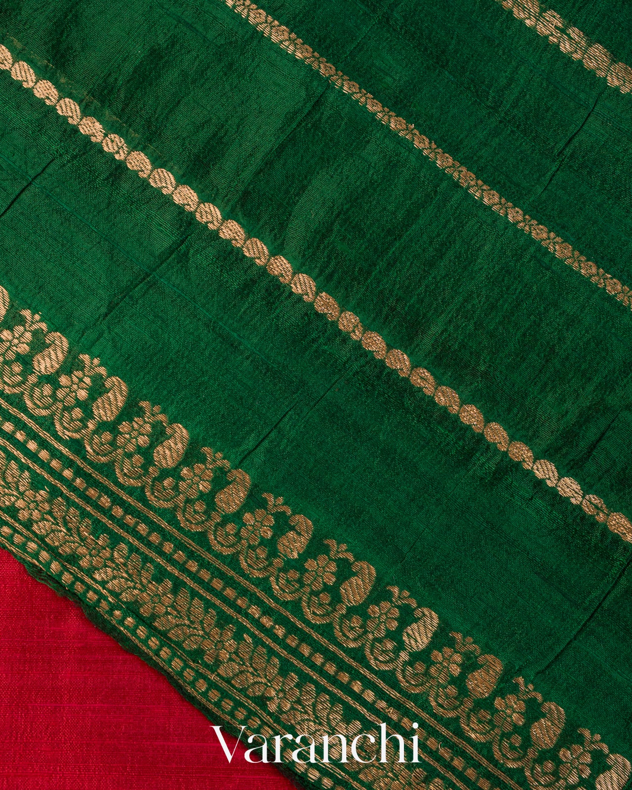 Crimson Red Pure Raw Silk Handloom Saree