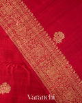 Crimson Red Pure Raw Silk Handloom Saree