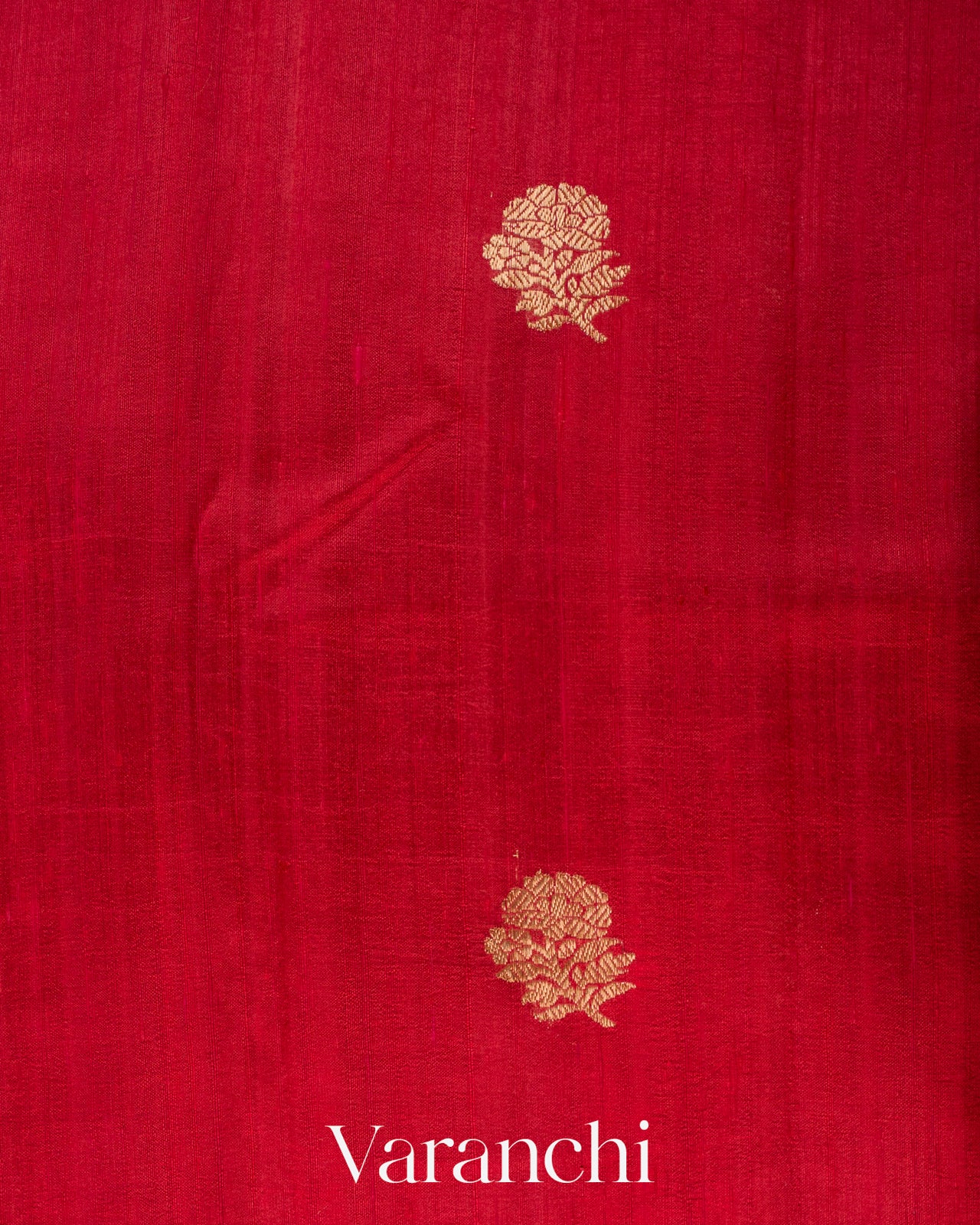 Crimson Red Pure Raw Silk Handloom Saree