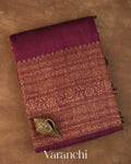 Purple Wine Pure Raw Silk Handloom Saree